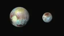 The two northern lobes of Tombaugh Regio can be seen to have different compositions in this false-color image(13&nbsp;July 2015).
