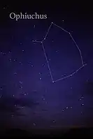 The constellation Ophiuchus as it can be seen by naked eye