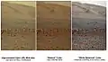 Comparison of color versions (raw, natural, white balance) of Aeolis Mons (August 23, 2012).