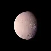 Color image of Enceladus showing terrain of widely varying ages