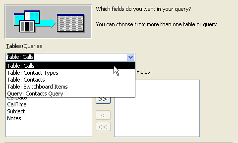 Tables/Queries Dropdown in Simple Query Wizard