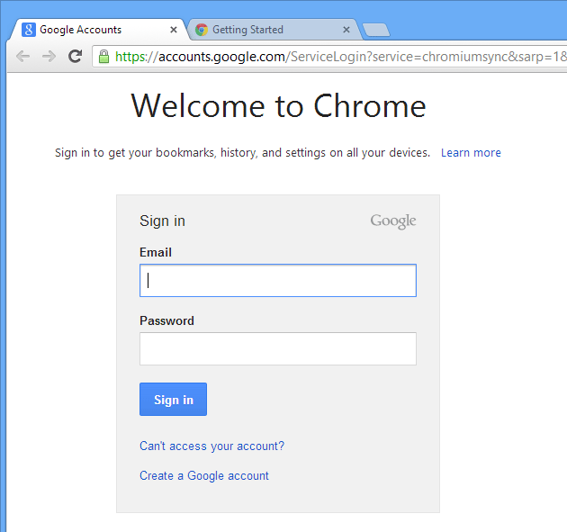 Screenshot of Google Chrome