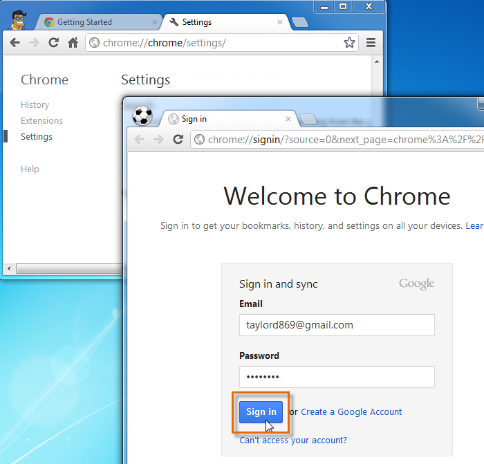 Screenshot of Google Chrome