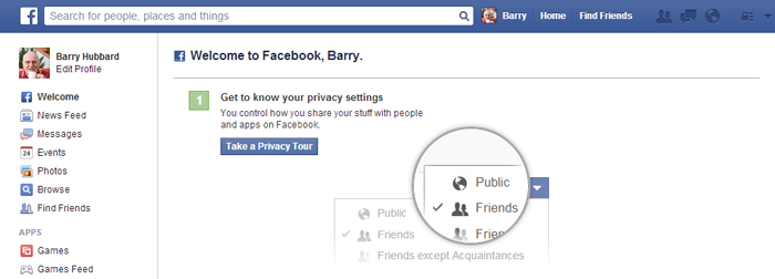 screenshot of Facebook