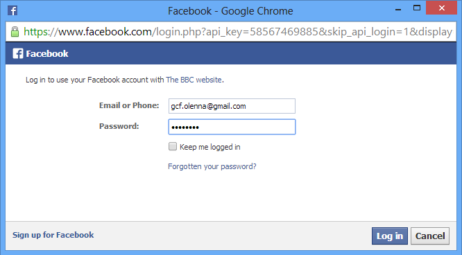 screenshot of Facebook
