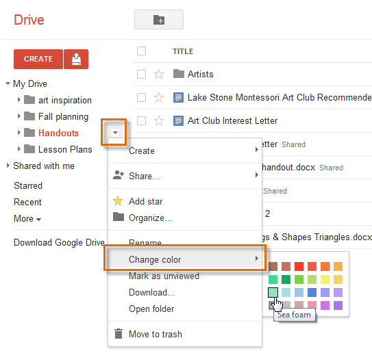 Screenshot of Google Drive