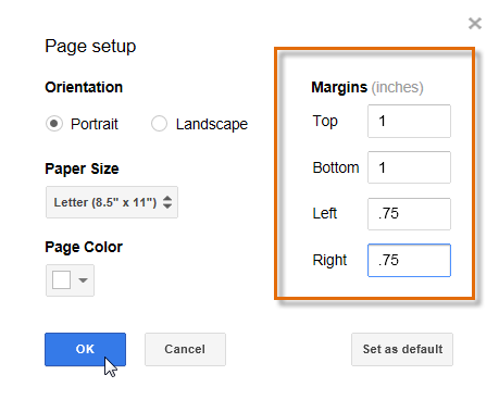 Screenshot of Google Documents