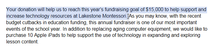 Screenshot of Google Documents