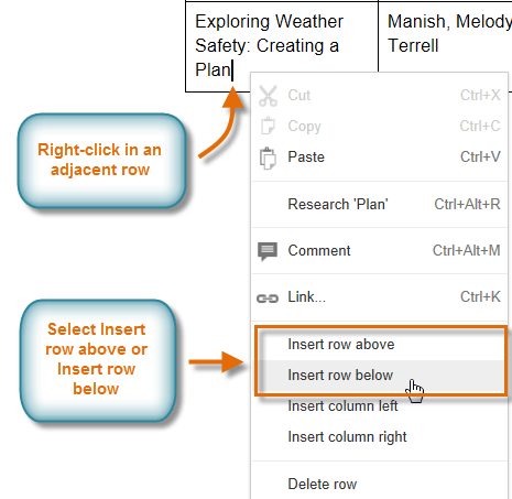 Screenshot of Google Documents