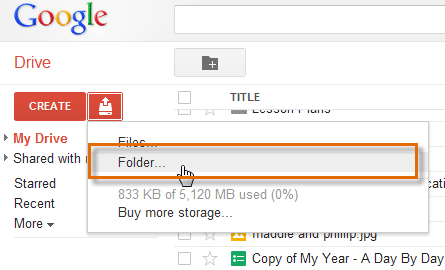 Screenshot of Google Drive