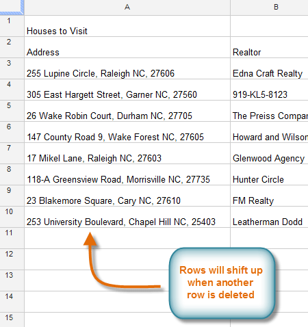 Screenshot of Google Spreadsheets