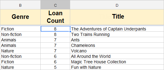 Screenshot of Google Spreadsheets