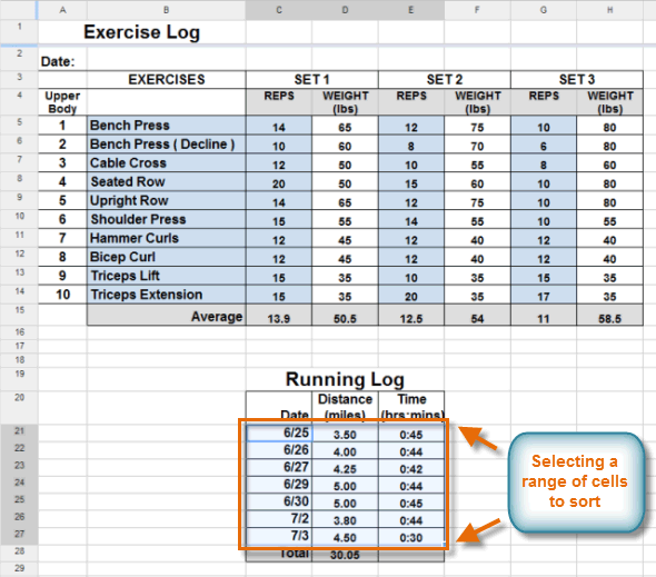 Screenshot of Google Spreadsheets