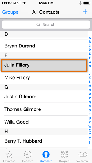 Screenshot of iPhone display