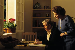 person writing a document