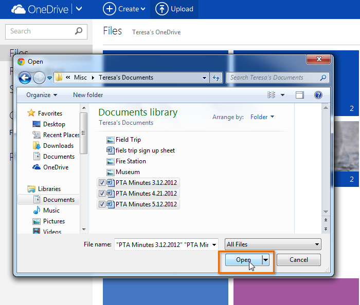 Screenshot of Microsoft OneDrive