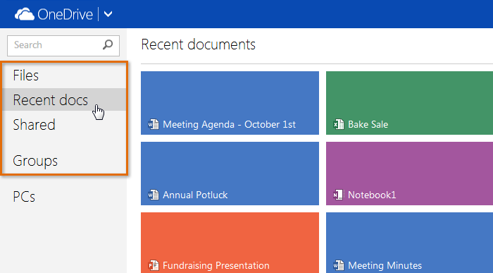Screenshot of Microsoft OneDrive