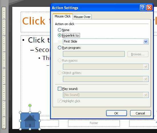 Actions Setting Dialog Box