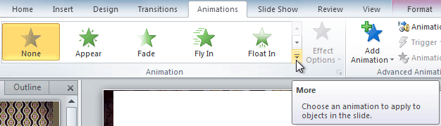 The More drop-down arrow