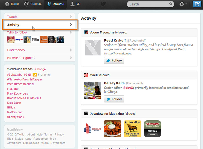A screenshot of Twitter