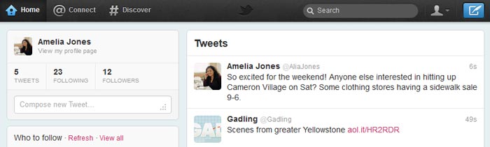 A screenshot of Twitter