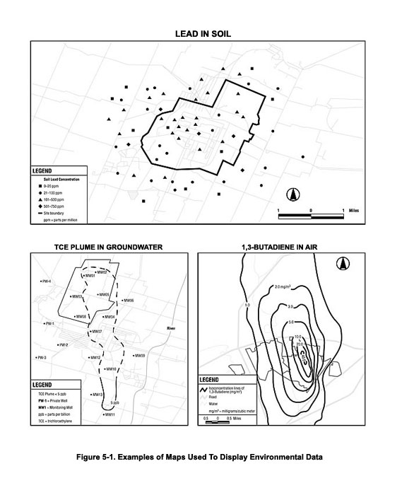 Figure 5-1. Examples of Maps Used to Display Environmental Data. Figure 5-1. Examples of Maps Used to Display Environmental Data