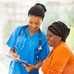 Nurse showing chart to woman