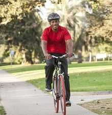 Bruce Wheeler riding bike