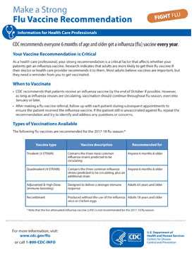 Make a strong flu vaccine recommendation