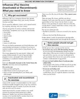 Vaccine Information Statement: Flu Shot (inactivated)