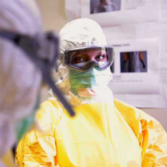 trainees wearing personal protective suits