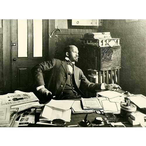 University of Massachusetts Amherst Libraries - Visionary sociologist and civil rights activist W.E.B. Du Bois (1868-1963) in his Atlanta University office, 1909 - DuBois was among the first to note that the health disparities of American blacks stemmed from social conditions and not from inherent racial traits. He provided empirical evidence that linked the legacy of slavery and the inherent racism of American society to the poor health of blacks.