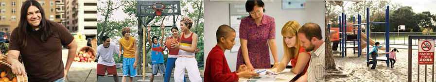 Health Equity Guide showing different people of different ethnicities at work and at play