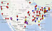 Image of locations on a US Map