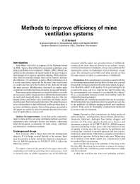 Image of publication Methods to Improve Efficiency of Mine Ventilation Systems