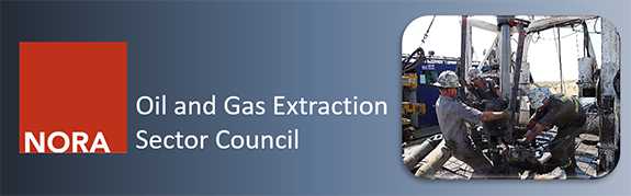 banner of a men drilling for oil