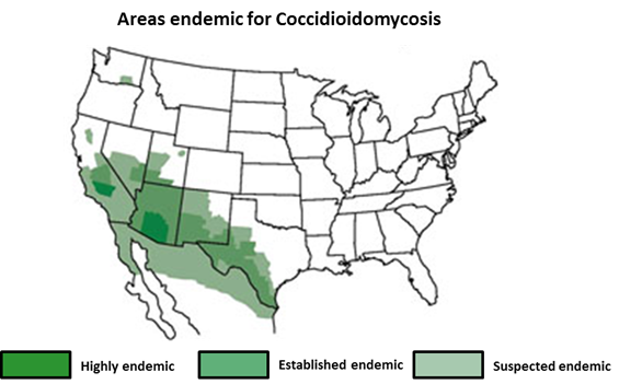 Areas of Endemic for Coccidioidomycosis