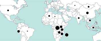 Map of the world showing plague distribution