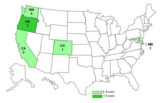 Infected with the outbreak strain of Salmonella Panama, by state