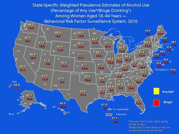 State Specific Weighted Prevalence Estimates of Alcohol Use Map