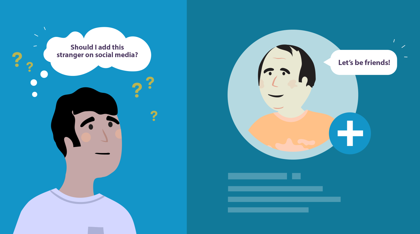 illustration of a stranger sending a friend request illustration of a stranger sending a friend request