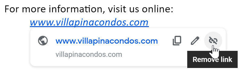 showing how to remove the link