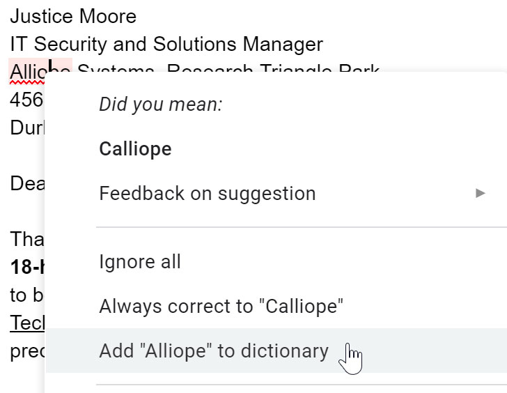 adding word to dictionary