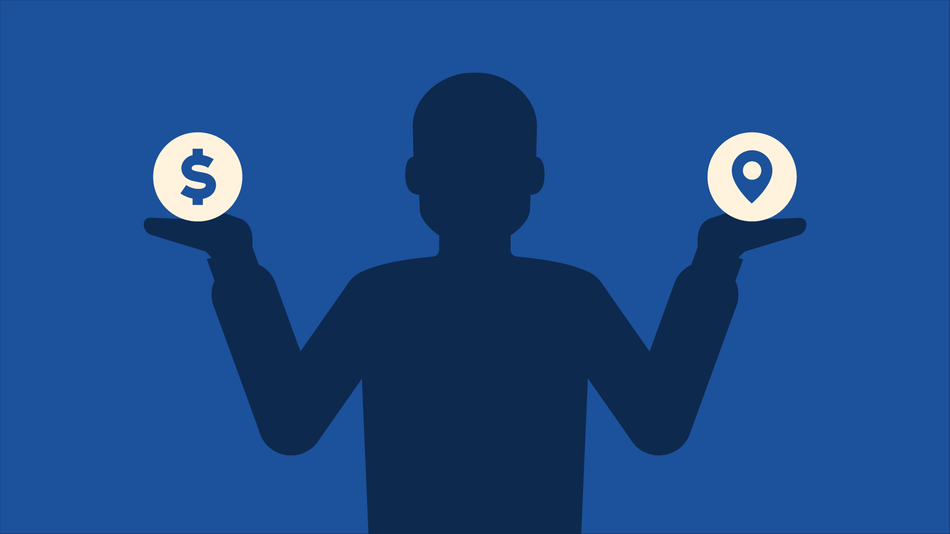 man weighing value vs. location man weighing value vs. location