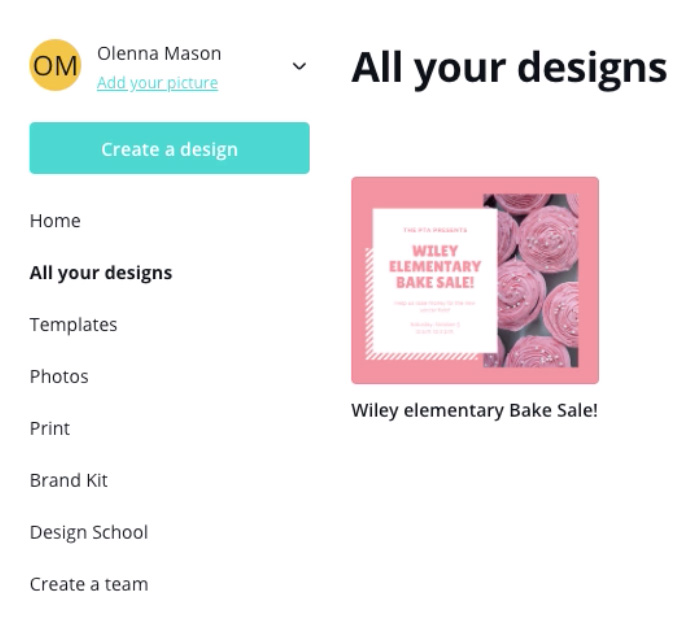 screenshot of "All your designs" page screenshot of "All your designs" page