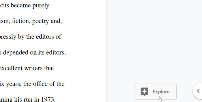 Selecting explore tool bottom left of page
