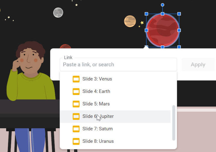 selecting jupiter's slide selecting jupiter's slide