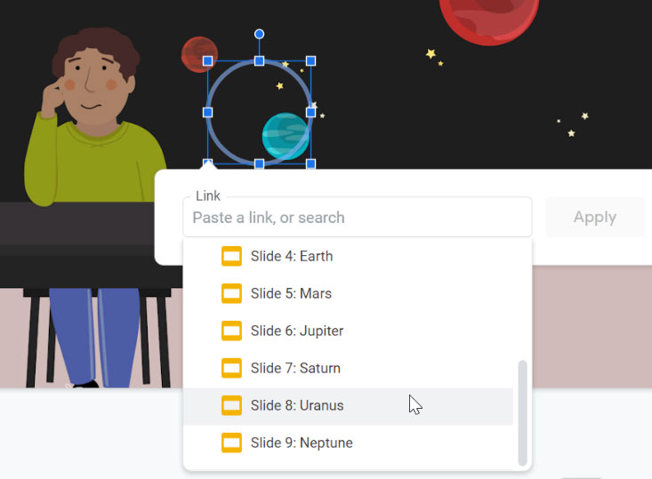 selecting slide selecting slide
