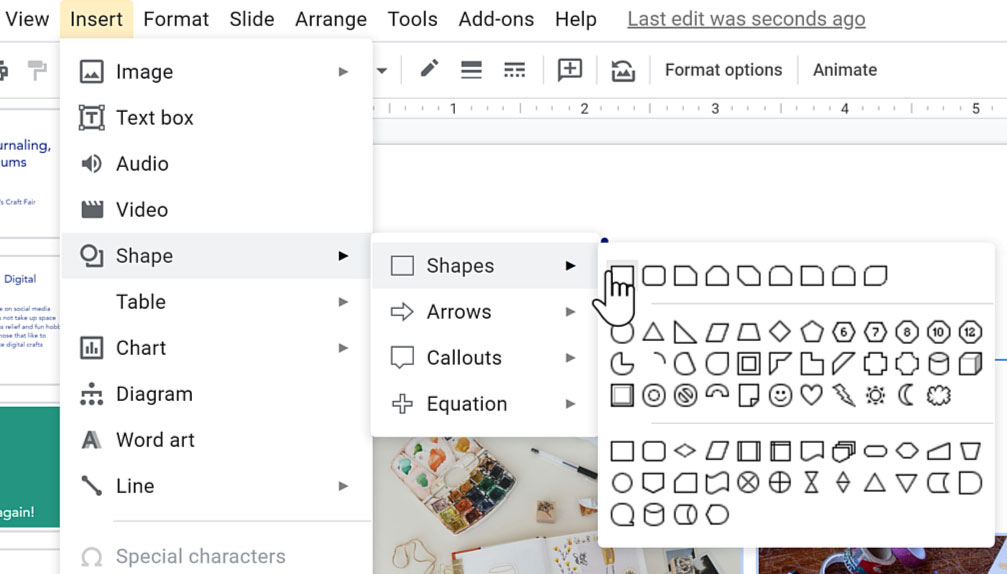 selecting the rectangle